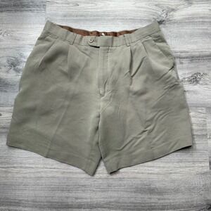 Sette Ponti Mens Dress Shorts Beige Pleated Front Pockets‎